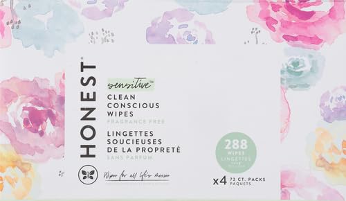 The Honest Company Baby Wipes for Sensitive Skin, Hypoallergenic, Fragrance-Free, Multi-Use, Pattern Play Design, 720 Count (10 Packs of 72)