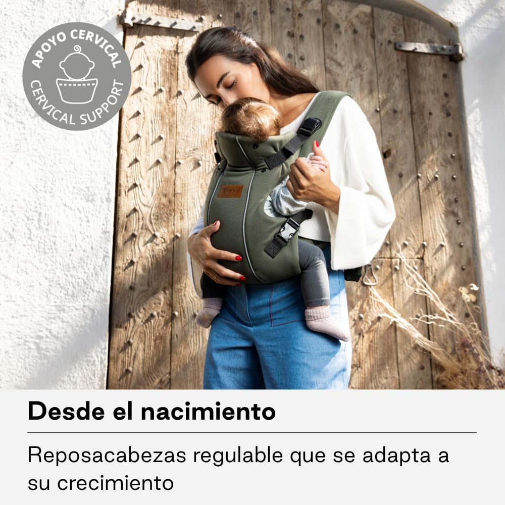 Jané Dual Mochila Portabebé Ergonómica, Desde Nacimiento (3,5–15 kg), 3 Posiciones, Transpirable y Acolchada, Verde