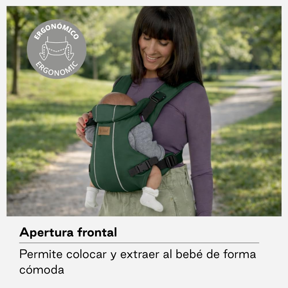Jané Dual Mochila Portabebé Ergonómica, Desde Nacimiento (3,5–15 kg), 3 Posiciones, Transpirable y Acolchada, Verde