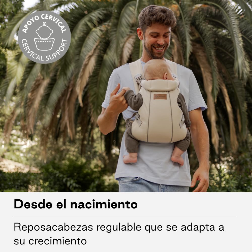 Jané Dual Mochila Portabebé Ergonómica, Desde Nacimiento (3,5–15 kg), 3 Posiciones, Transpirable y Acolchada, Verde