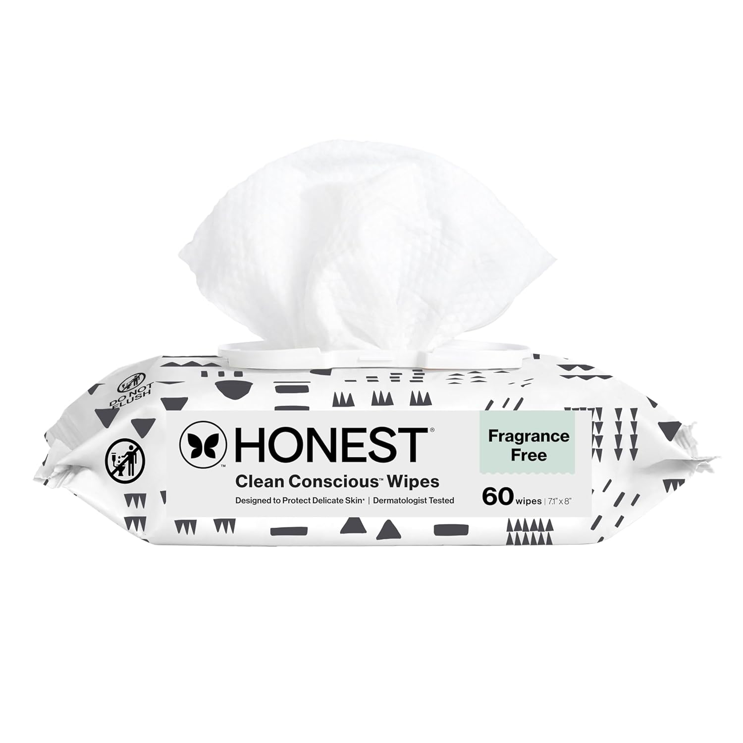 The Honest Company Baby Wipes for Sensitive Skin, Hypoallergenic, Fragrance-Free, Multi-Use, Pattern Play Design, 720 Count (10 Packs of 72)