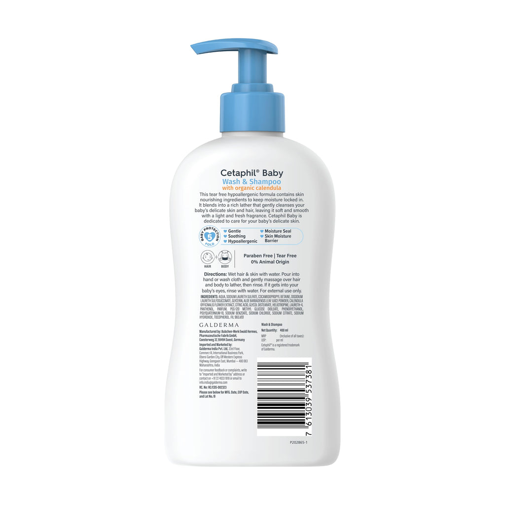 Cetaphil Baby Wash & Shampoo Plus Body Lotion, Healthy Skin Essentials, Head to Toe Hydration for up to 24 Hours, for Delicate, Sensitive Skin, 2-Pack,White