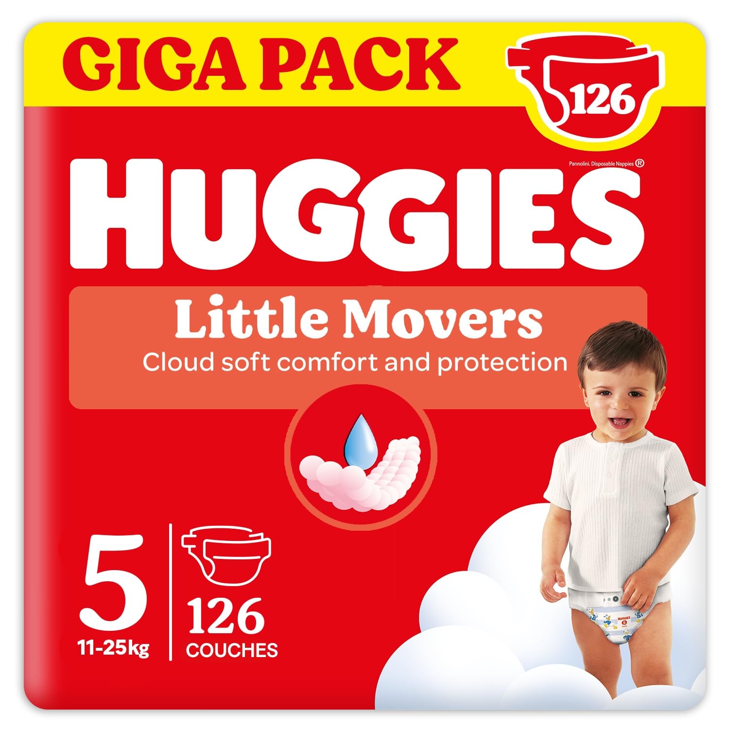 Huggies Little Movers Pañales para Bebé con Diseños Disney Talla 3 (4-9 kg), Comodidad para la Piel 24/7, 3 Packs de 56, Total 168 Pañales