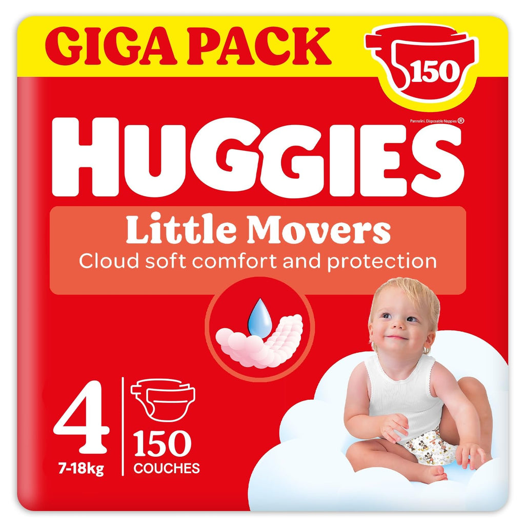 Huggies Little Movers Pañales para Bebé con Diseños Disney Talla 3 (4-9 kg), Comodidad para la Piel 24/7, 3 Packs de 56, Total 168 Pañales