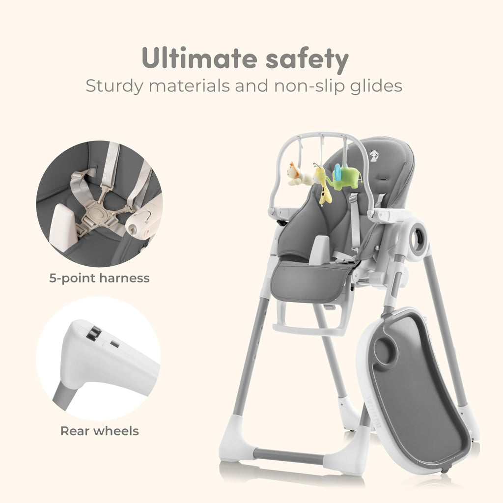 Baby High Chair Adjustable to 7 Different Heights - Foldable High Chairs for Babies and Toddlers - Silla para Comer de Bebe - Blue