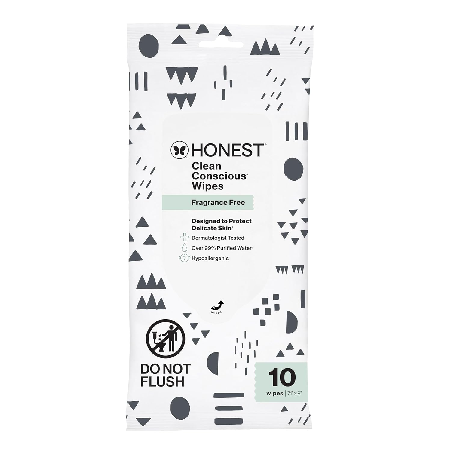 The Honest Company Baby Wipes for Sensitive Skin, Hypoallergenic, Fragrance-Free, Multi-Use, Pattern Play Design, 720 Count (10 Packs of 72)