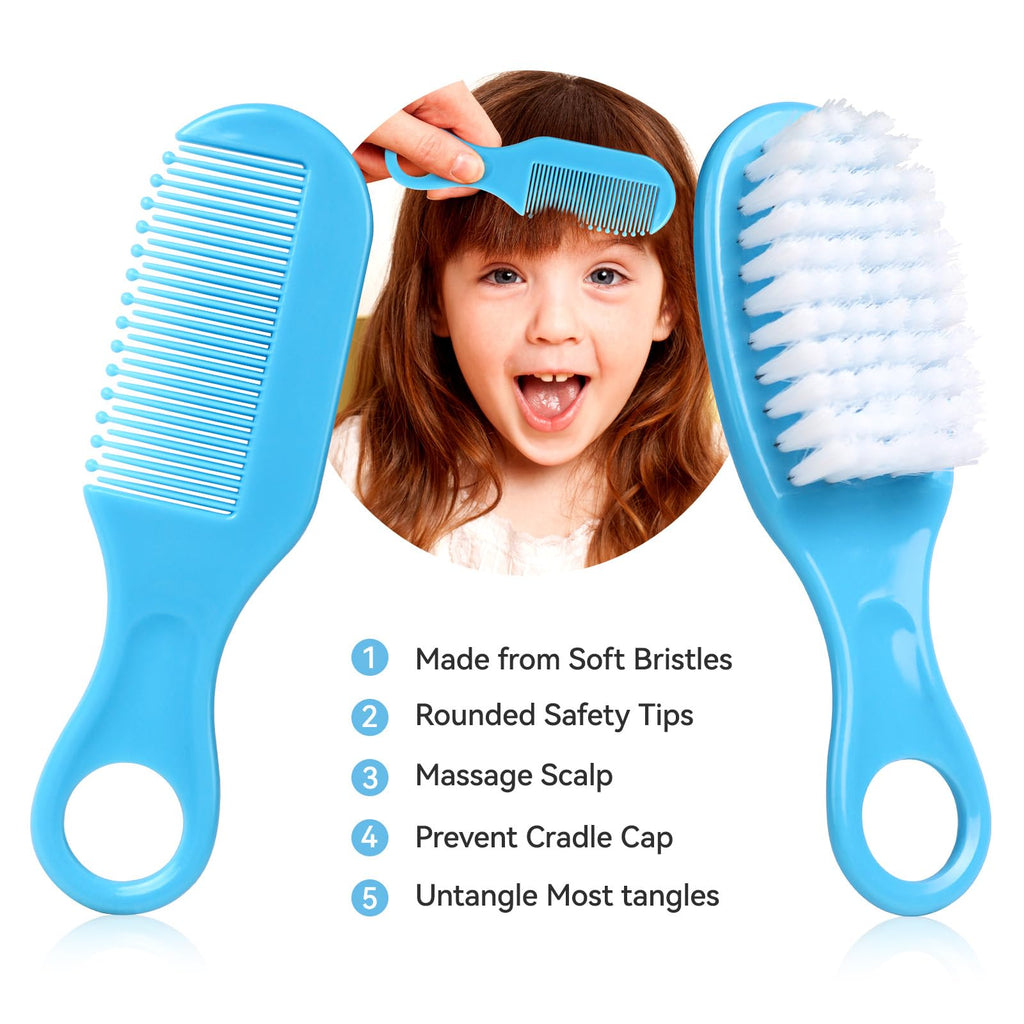 Baby Grooming Kit, Infant Safety Care Set with Hair Brush Comb Nail Clipper Nasal Aspirator,Baby Essentials Kit for Newborn Girls Boys (Grey White)