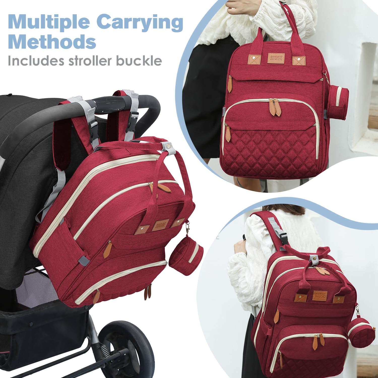 JSTPRO Diaper Bag Backpack, Large Diaper Bag with Changing Pad, Baby Bag, New Mom Gifts, Lightweight Waterproof Unisex Diaper Bag with Insulated Pockets and USB Charging Port, Black