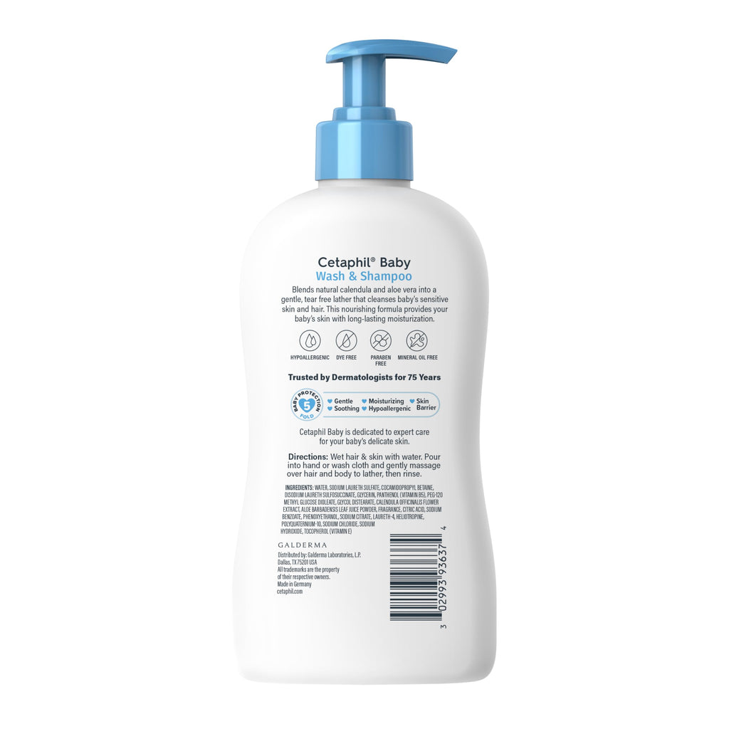 Cetaphil Baby Wash & Shampoo Plus Body Lotion, Healthy Skin Essentials, Head to Toe Hydration for up to 24 Hours, for Delicate, Sensitive Skin, 2-Pack,White
