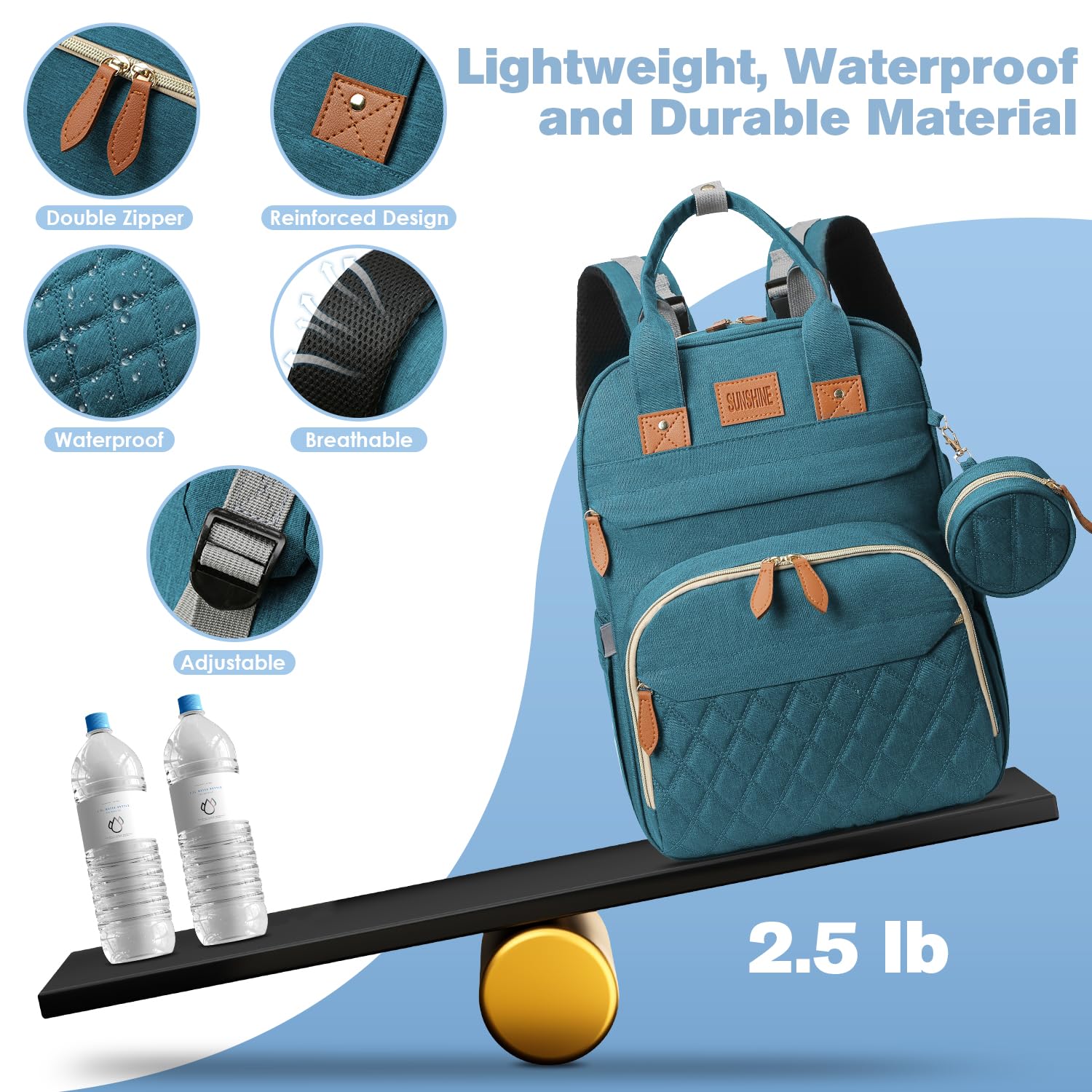 JSTPRO Diaper Bag Backpack, Large Diaper Bag with Changing Pad, Baby Bag, New Mom Gifts, Lightweight Waterproof Unisex Diaper Bag with Insulated Pockets and USB Charging Port, Black