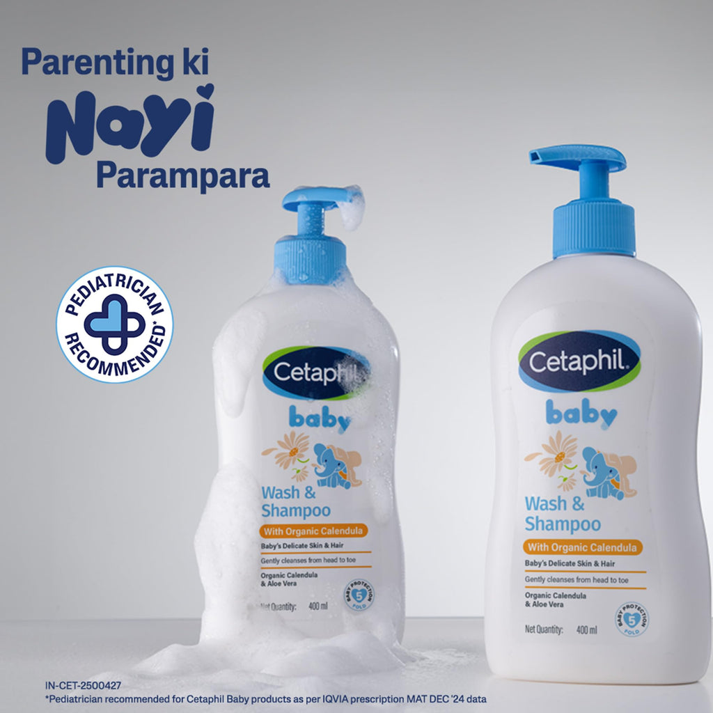Cetaphil Baby Wash & Shampoo Plus Body Lotion, Healthy Skin Essentials, Head to Toe Hydration for up to 24 Hours, for Delicate, Sensitive Skin, 2-Pack,White