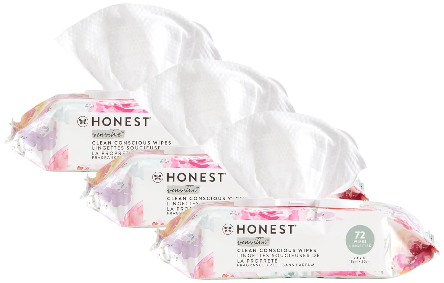 The Honest Company Baby Wipes for Sensitive Skin, Hypoallergenic, Fragrance-Free, Multi-Use, Pattern Play Design, 720 Count (10 Packs of 72)