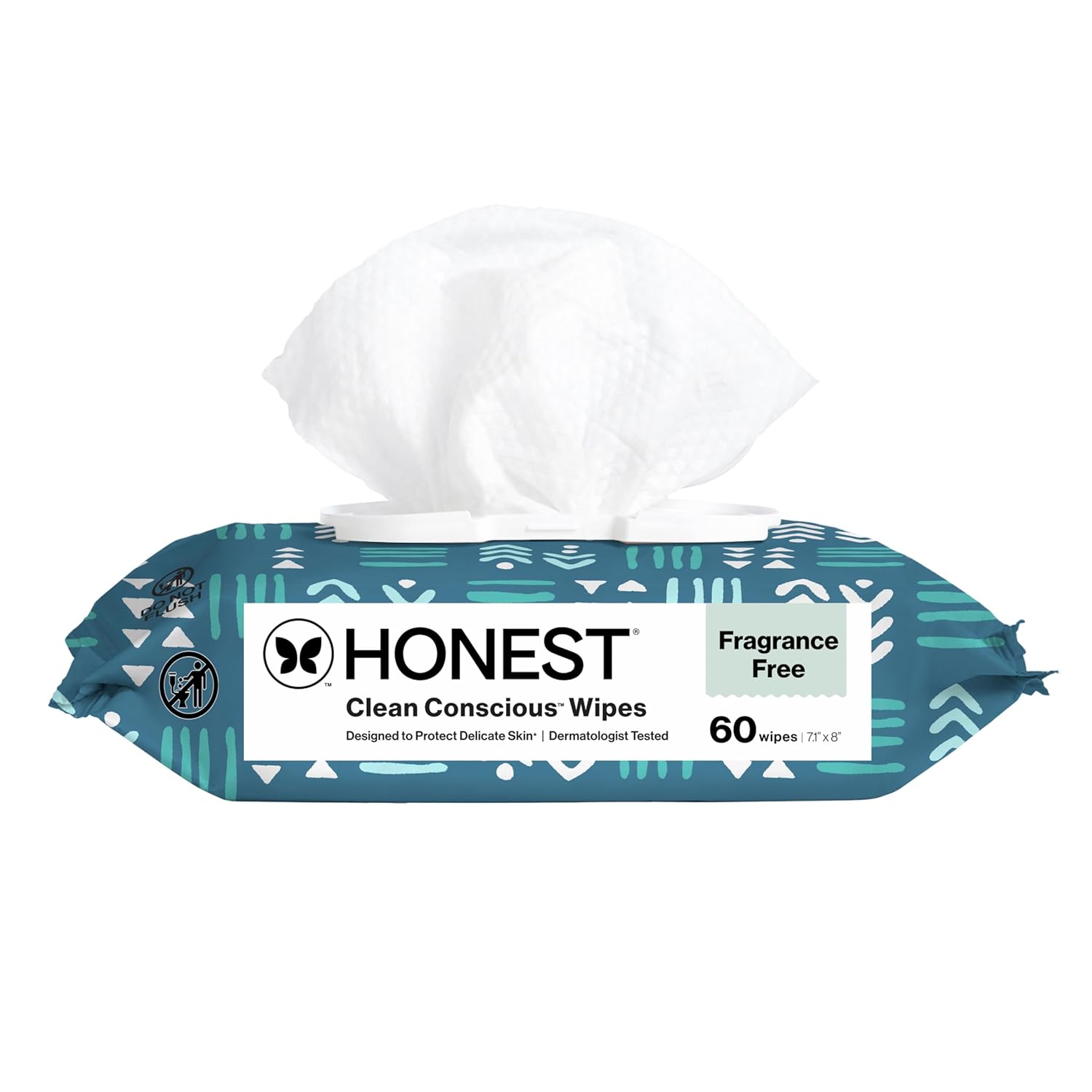 The Honest Company Baby Wipes for Sensitive Skin, Hypoallergenic, Fragrance-Free, Multi-Use, Pattern Play Design, 720 Count (10 Packs of 72)
