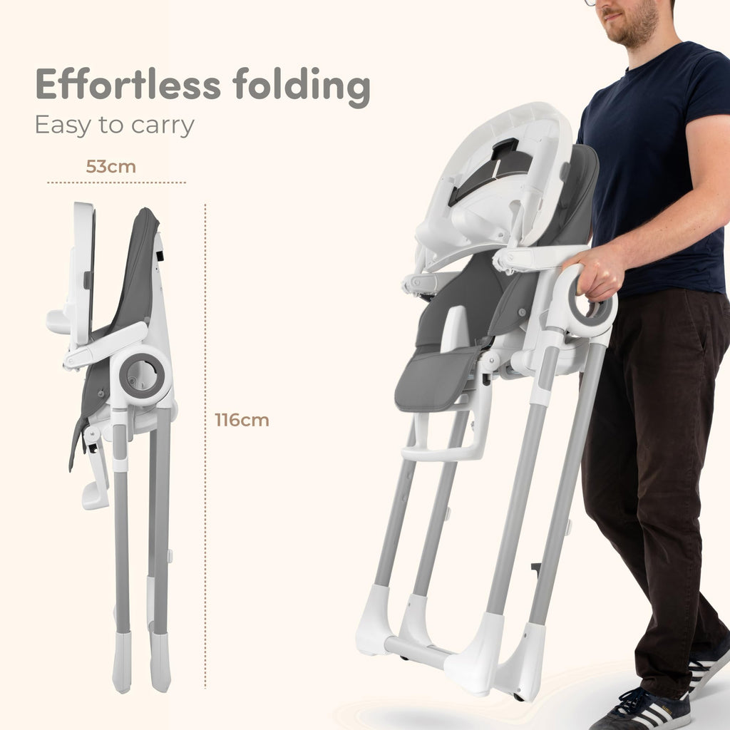 Baby High Chair Adjustable to 7 Different Heights - Foldable High Chairs for Babies and Toddlers - Silla para Comer de Bebe - Blue