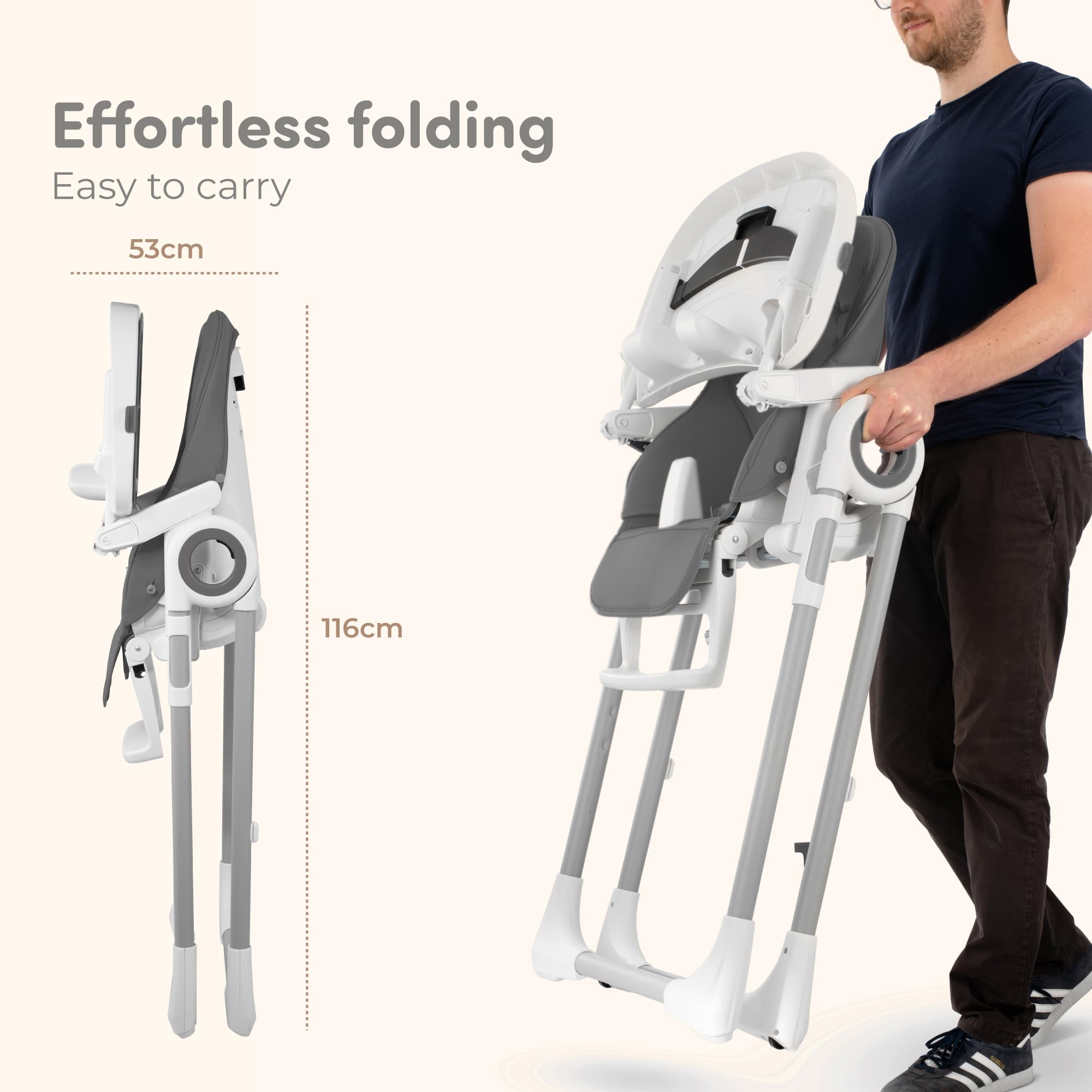 Baby High Chair Adjustable to 7 Different Heights - Foldable High Chairs for Babies and Toddlers - Silla para Comer de Bebe - Blue