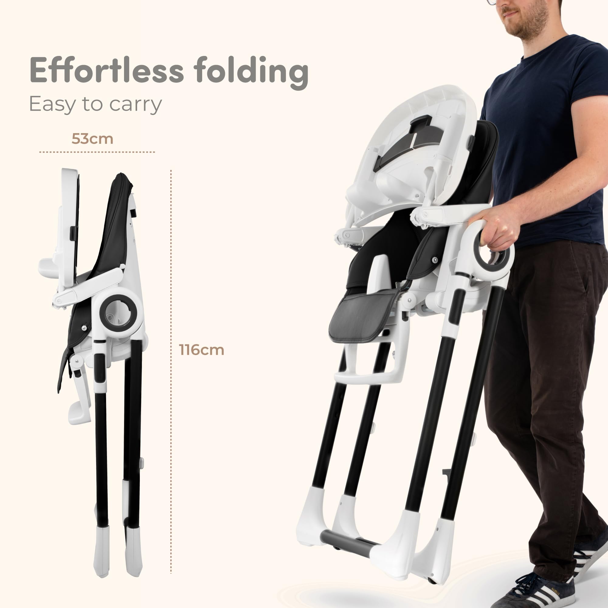 Baby High Chair Adjustable to 7 Different Heights - Foldable High Chairs for Babies and Toddlers - Silla para Comer de Bebe - Blue