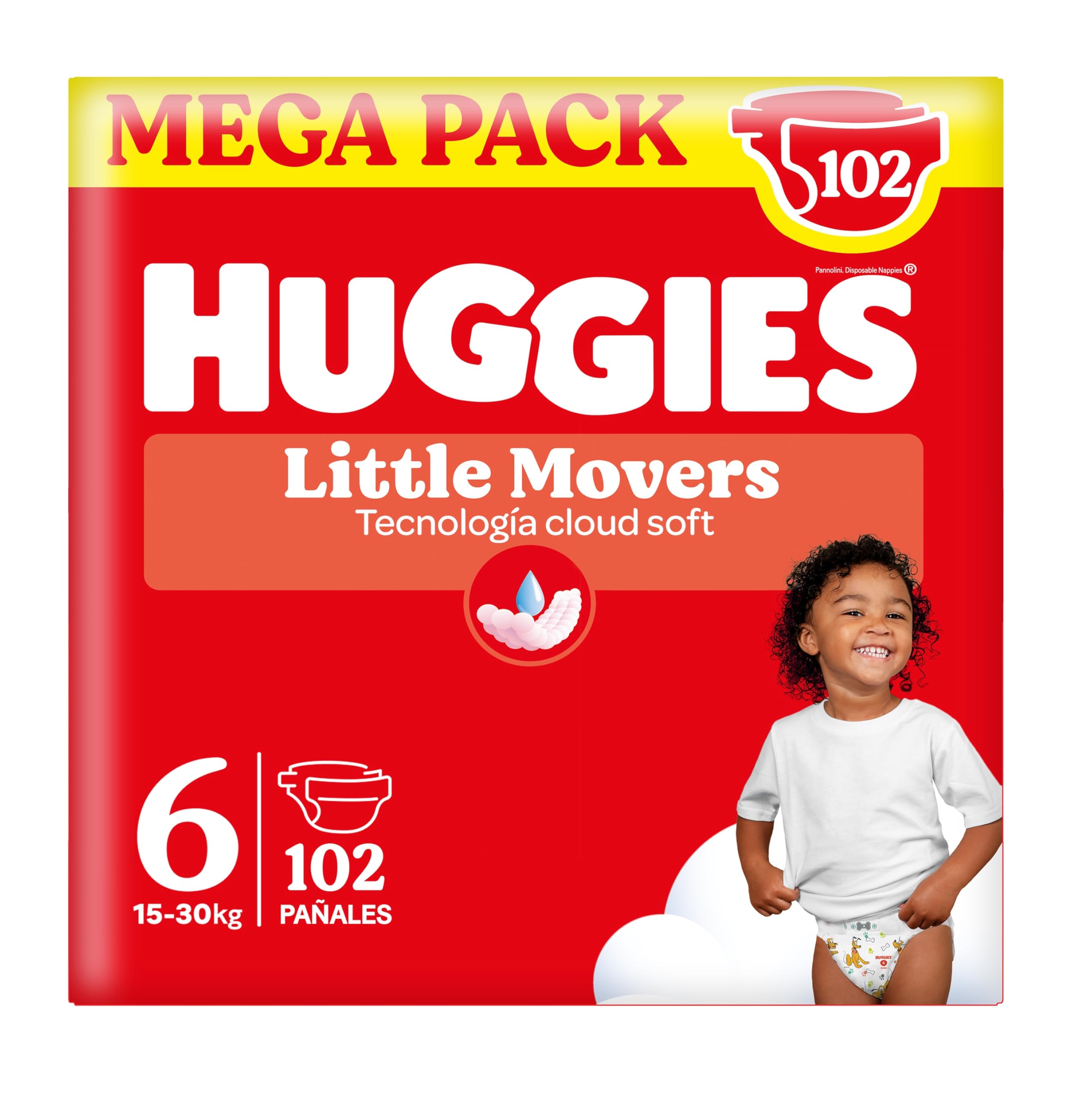 Huggies Little Movers Pañales para Bebé con Diseños Disney Talla 3 (4-9 kg), Comodidad para la Piel 24/7, 3 Packs de 56, Total 168 Pañales