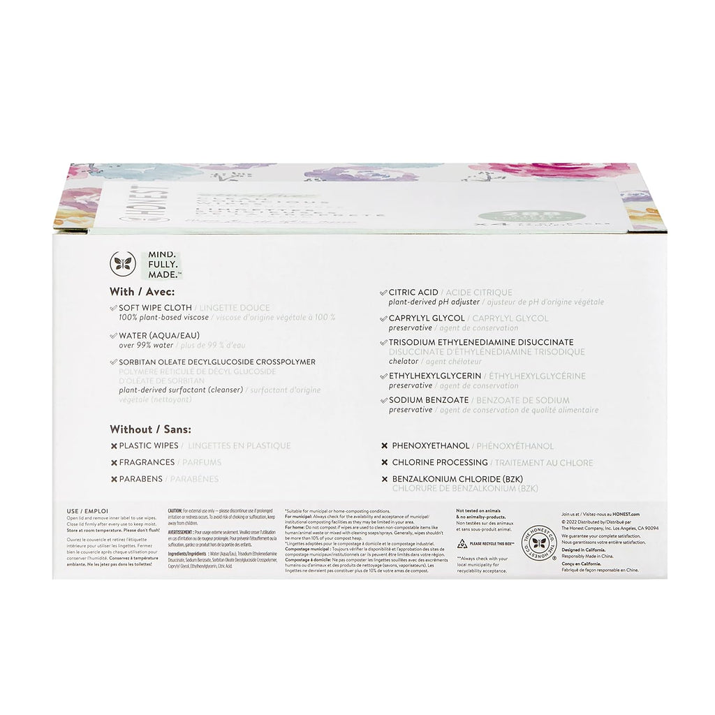 The Honest Company Baby Wipes for Sensitive Skin, Hypoallergenic, Fragrance-Free, Multi-Use, Pattern Play Design, 720 Count (10 Packs of 72)