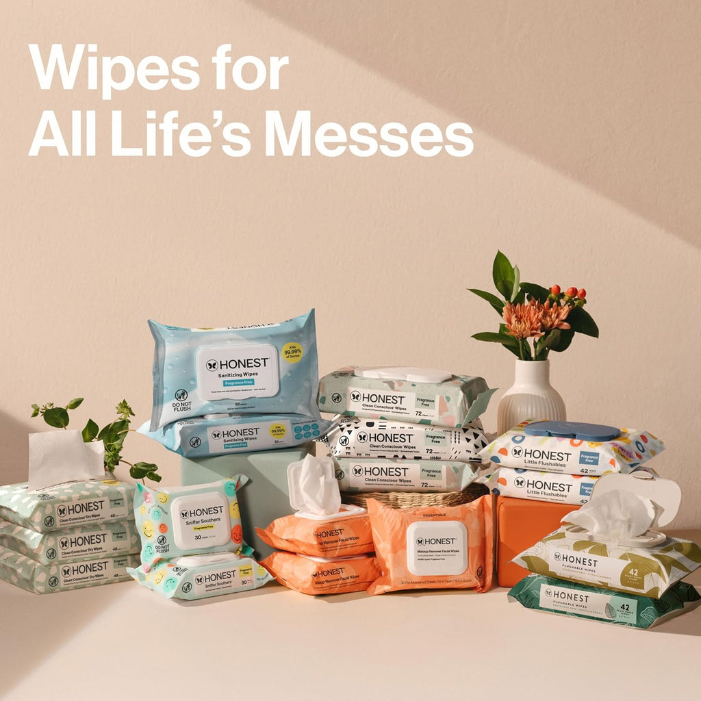 The Honest Company Baby Wipes for Sensitive Skin, Hypoallergenic, Fragrance-Free, Multi-Use, Pattern Play Design, 720 Count (10 Packs of 72)