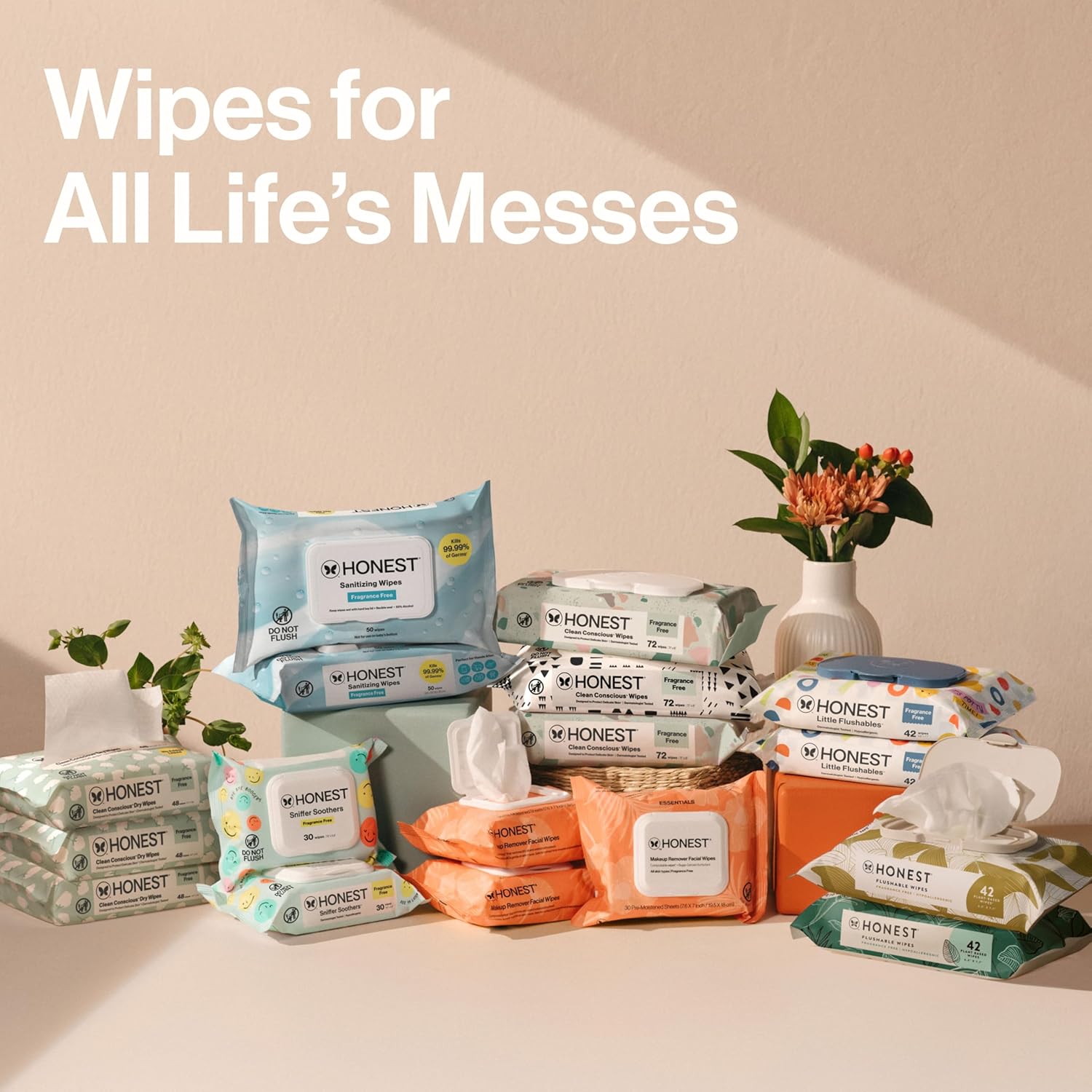 The Honest Company Baby Wipes for Sensitive Skin, Hypoallergenic, Fragrance-Free, Multi-Use, Pattern Play Design, 720 Count (10 Packs of 72)