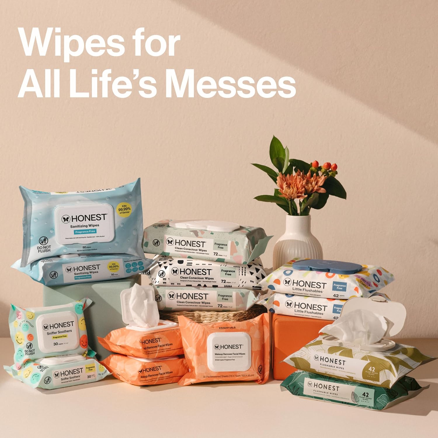 The Honest Company Baby Wipes for Sensitive Skin, Hypoallergenic, Fragrance-Free, Multi-Use, Pattern Play Design, 720 Count (10 Packs of 72)