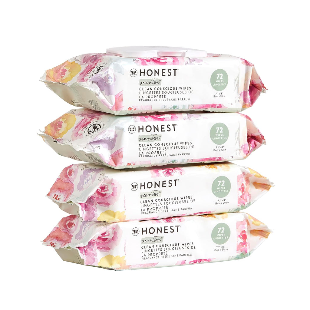 The Honest Company Baby Wipes for Sensitive Skin, Hypoallergenic, Fragrance-Free, Multi-Use, Pattern Play Design, 720 Count (10 Packs of 72)