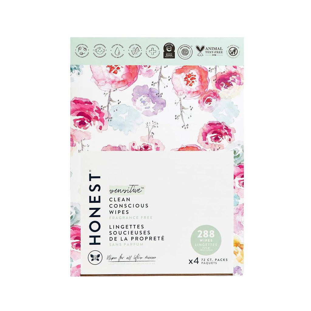 The Honest Company Baby Wipes for Sensitive Skin, Hypoallergenic, Fragrance-Free, Multi-Use, Pattern Play Design, 720 Count (10 Packs of 72)