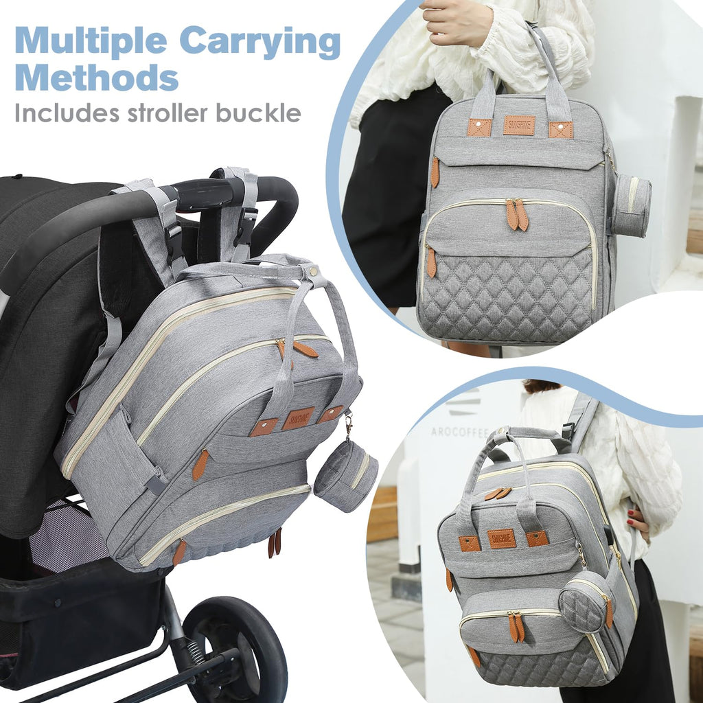 JSTPRO Diaper Bag Backpack, Large Diaper Bag with Changing Pad, Baby Bag, New Mom Gifts, Lightweight Waterproof Unisex Diaper Bag with Insulated Pockets and USB Charging Port, Black