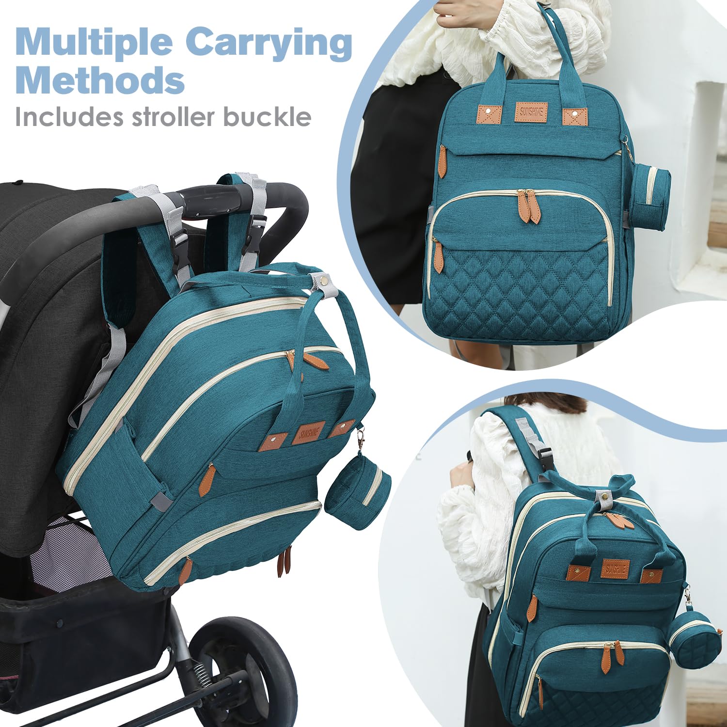 JSTPRO Diaper Bag Backpack, Large Diaper Bag with Changing Pad, Baby Bag, New Mom Gifts, Lightweight Waterproof Unisex Diaper Bag with Insulated Pockets and USB Charging Port, Black