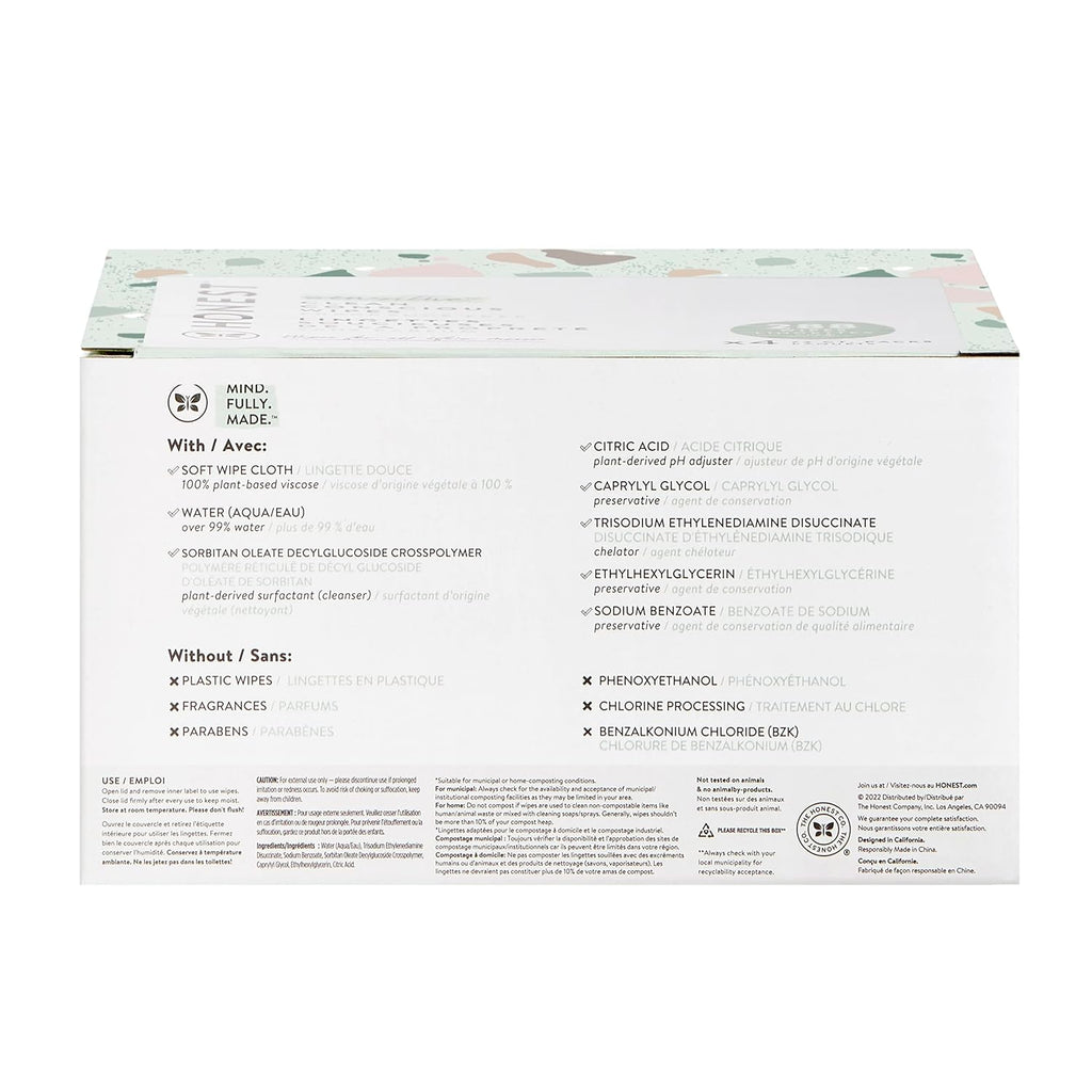 The Honest Company Baby Wipes for Sensitive Skin, Hypoallergenic, Fragrance-Free, Multi-Use, Pattern Play Design, 720 Count (10 Packs of 72)