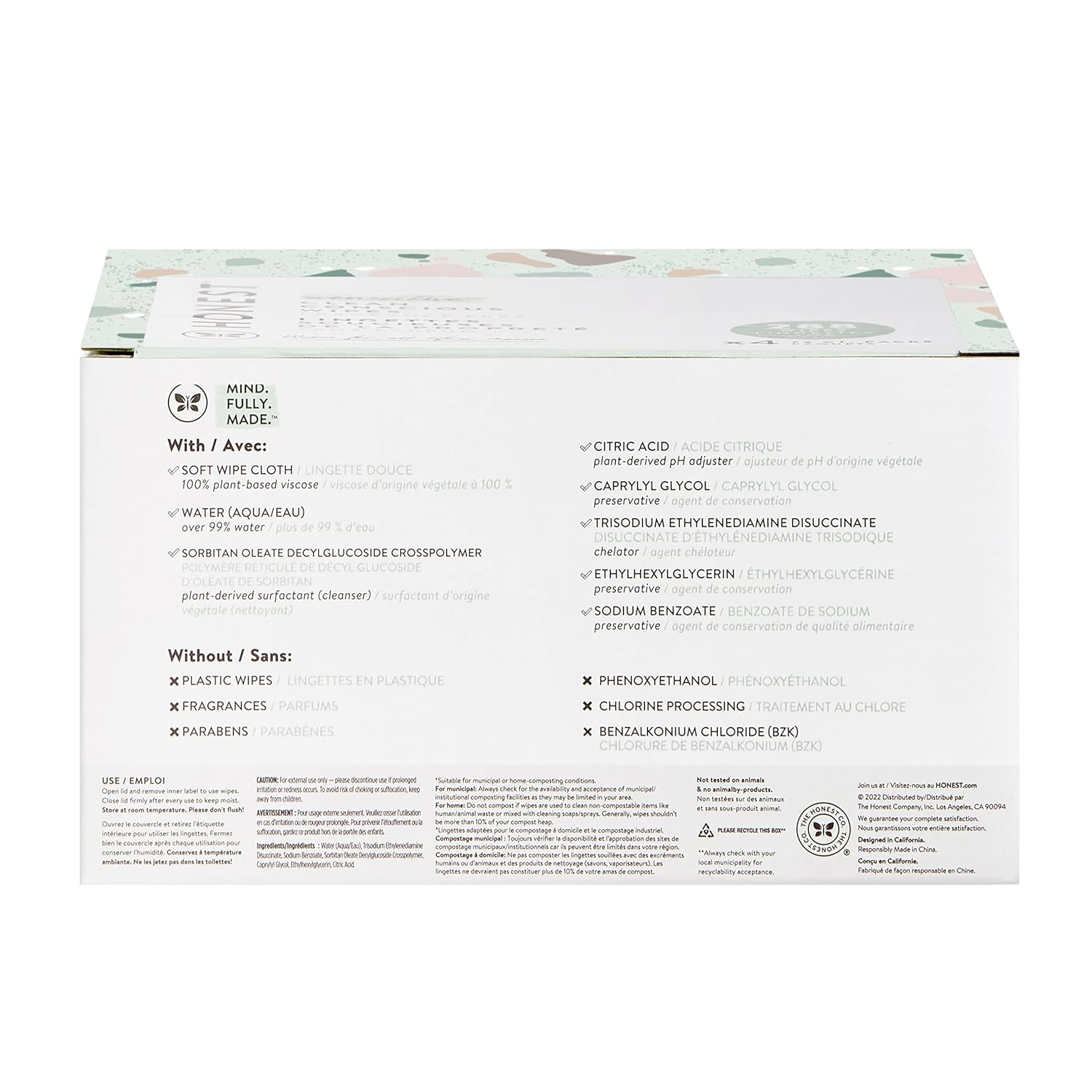 The Honest Company Baby Wipes for Sensitive Skin, Hypoallergenic, Fragrance-Free, Multi-Use, Pattern Play Design, 720 Count (10 Packs of 72)
