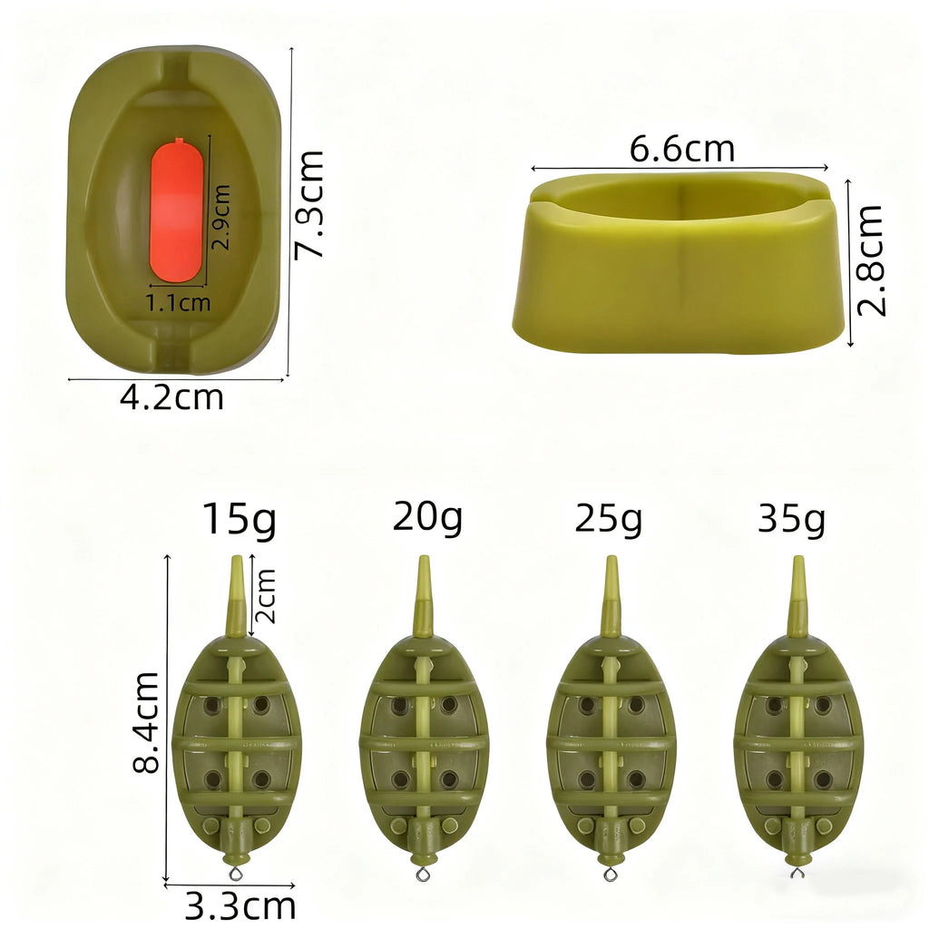 5pcs/Set Portable Inline Method Feeders Mould Bait Thrower Bait Plumb Set Bait Holder Tool for Freshwater Fishing Accurate Bait