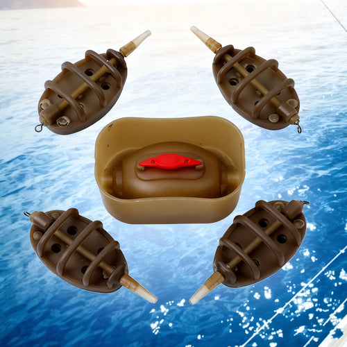 5pcs/Set Portable Inline Method Feeders Mould Bait Thrower Bait Plumb Set Bait Holder Tool for Freshwater Fishing Accurate Bait