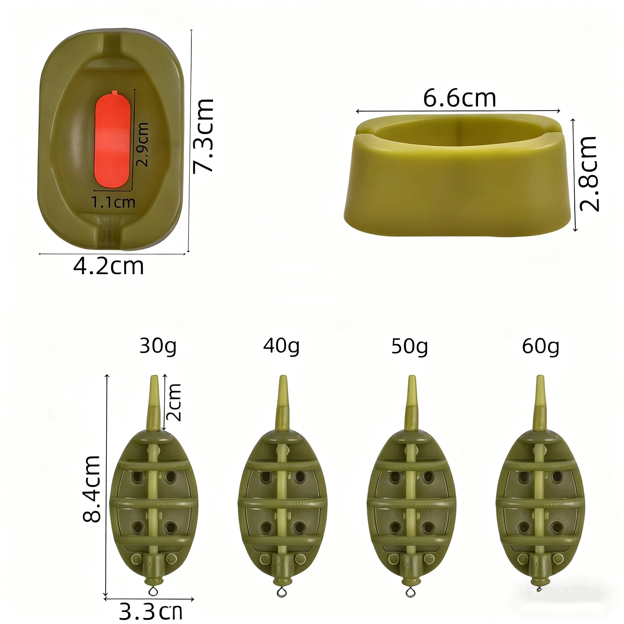 5pcs/Set Portable Inline Method Feeders Mould Bait Thrower Bait Plumb Set Bait Holder Tool for Freshwater Fishing Accurate Bait