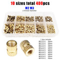 400pcs Injection Molding Knurl Insert Nut Embedded Nutsert Assortment Kit Set 10 Mix Size M2 M3  Solid Brass Copper
