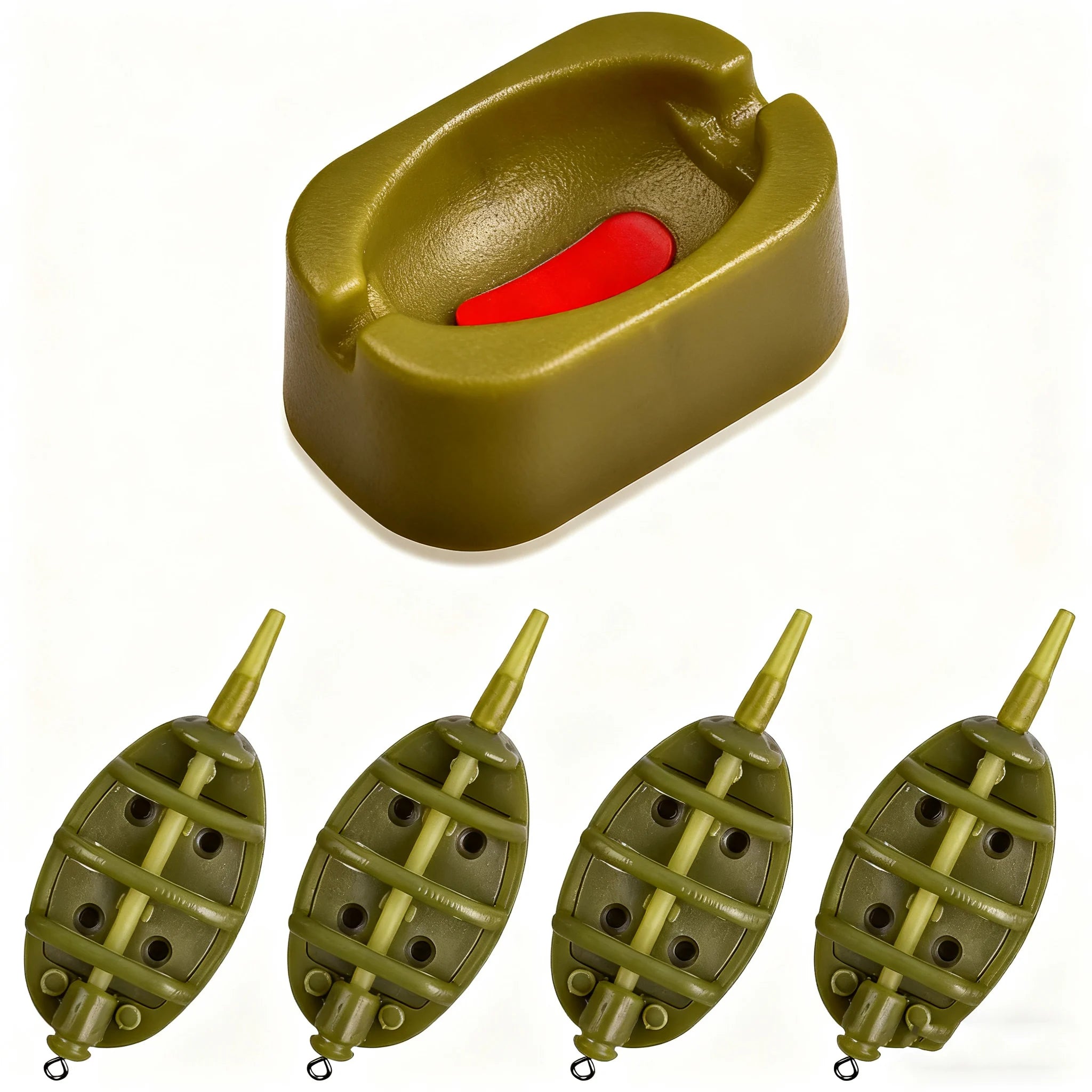 5pcs/Set Portable Inline Method Feeders Mould Bait Thrower Bait Plumb Set Bait Holder Tool for Freshwater Fishing Accurate Bait
